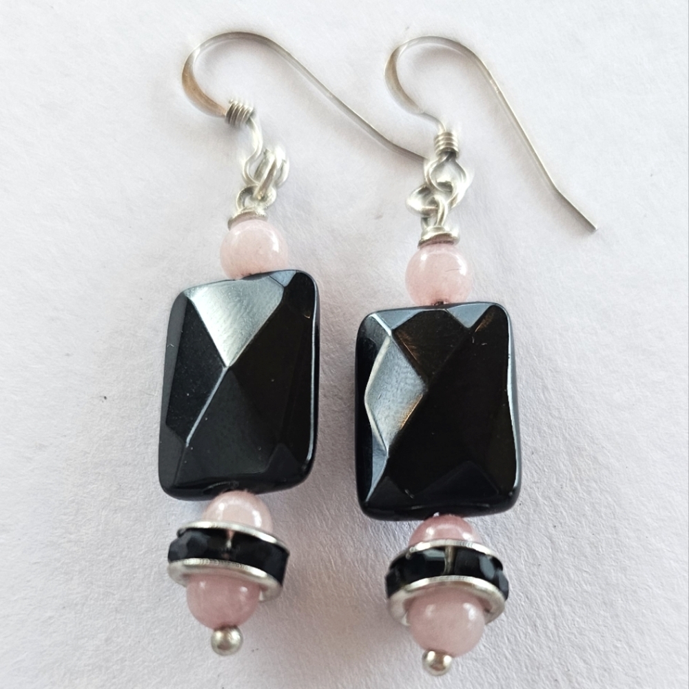 Sterling Rose Quartz Earrings